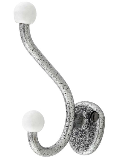Wrought-Steel Double Bathroom Hook in Antique Steel.